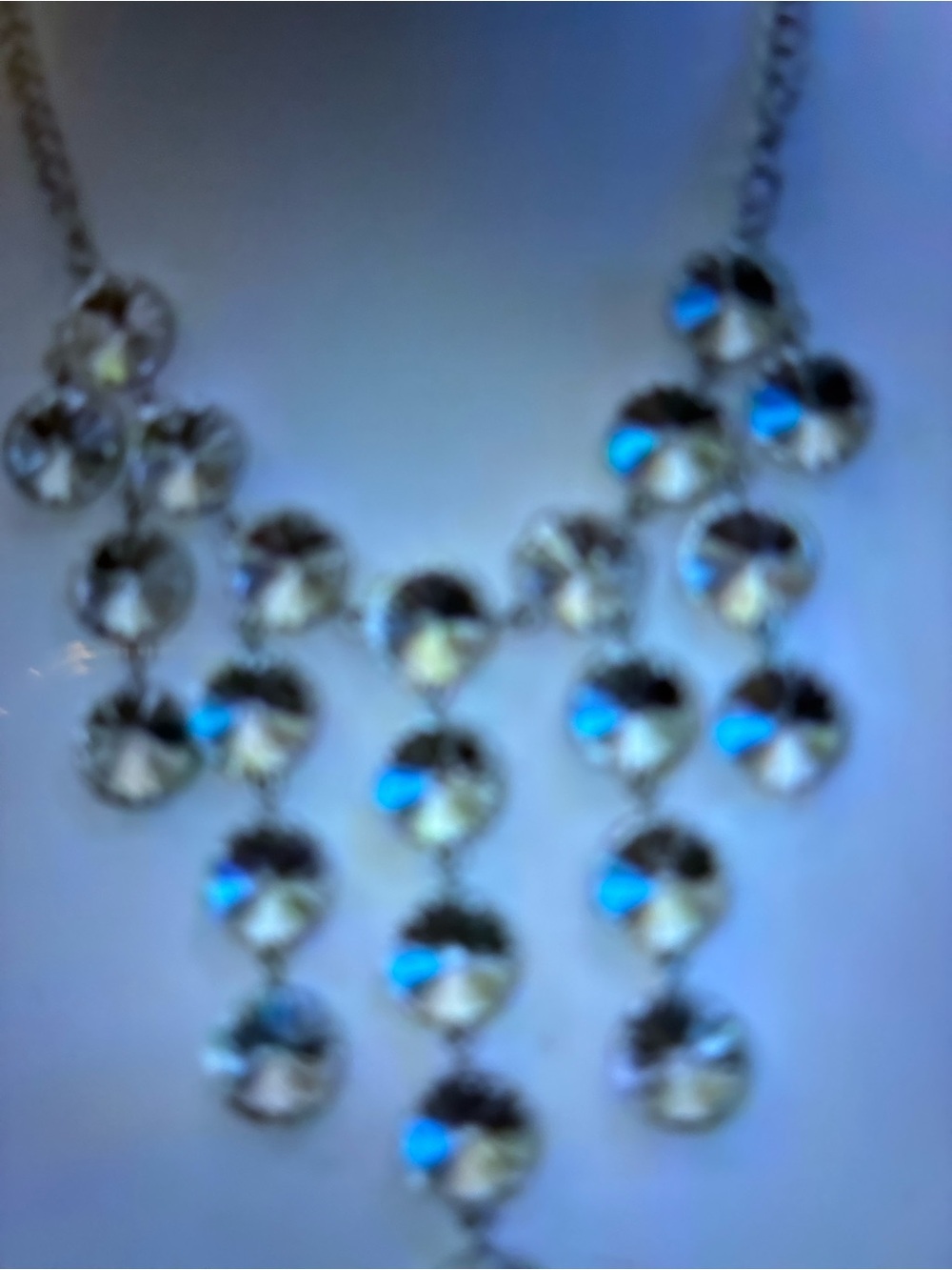 Silver Crystal Drop Collar Necklace - Women's Jewelry
